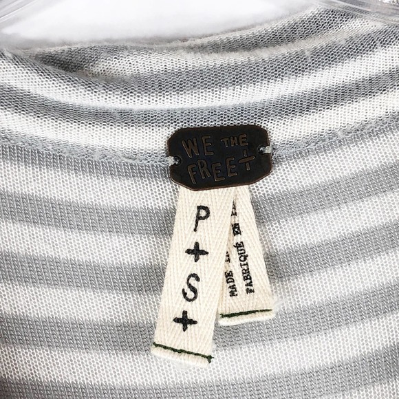 We the Free People‎ Small Tunic Striped Henley Top Gray White Knit Pearl 407 - Picture 10 of 10